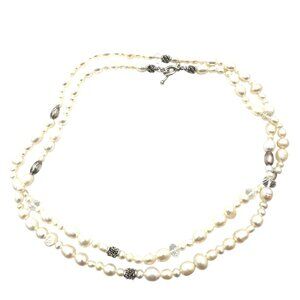 Michael Dawkins Sterling Silver Pearl Necklace 36 Inch 44 Grams